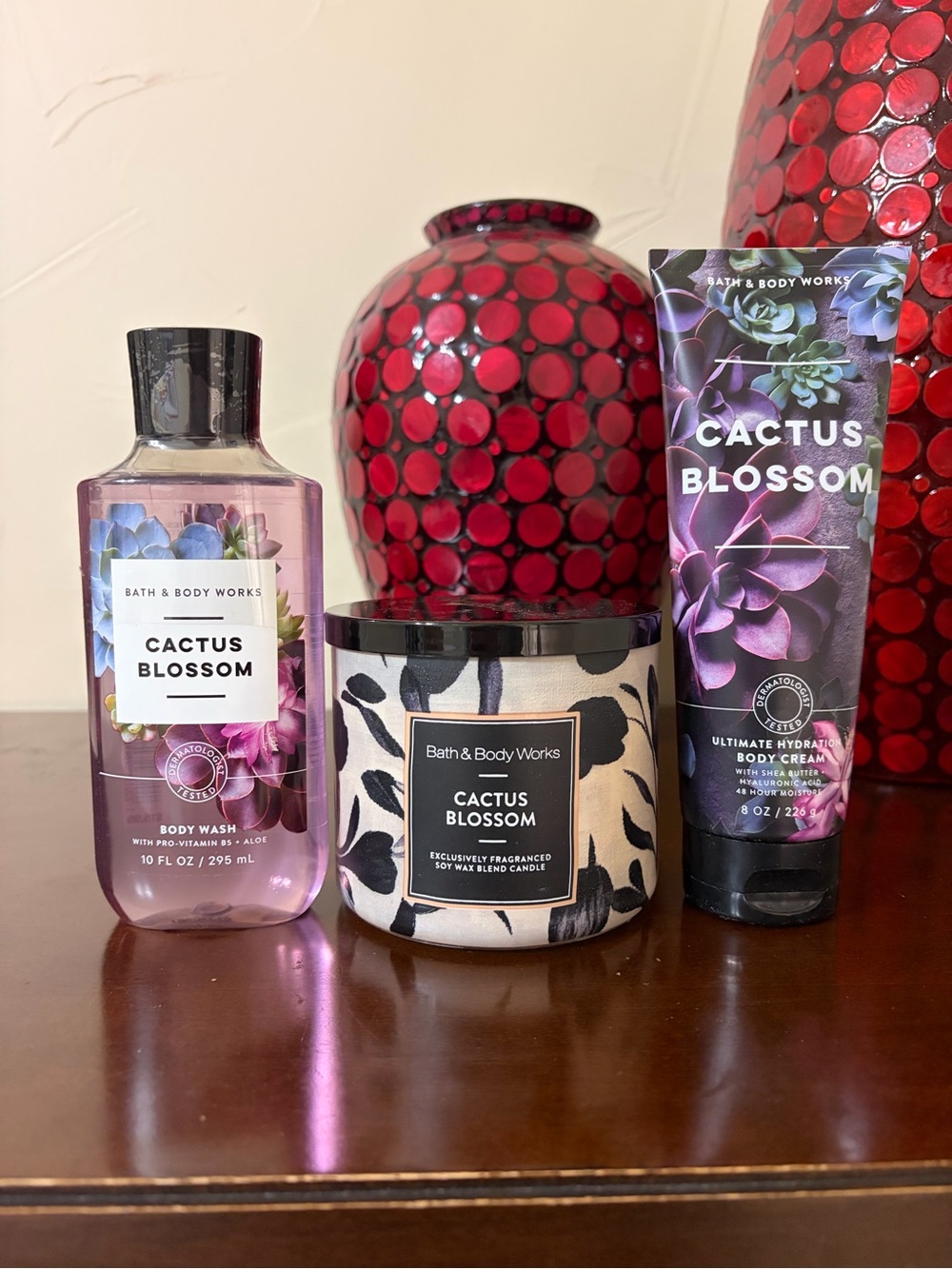 Bath & Body Works Cactus Blossom Trio - Body Cream, Body Wash and 3 Wick Candle